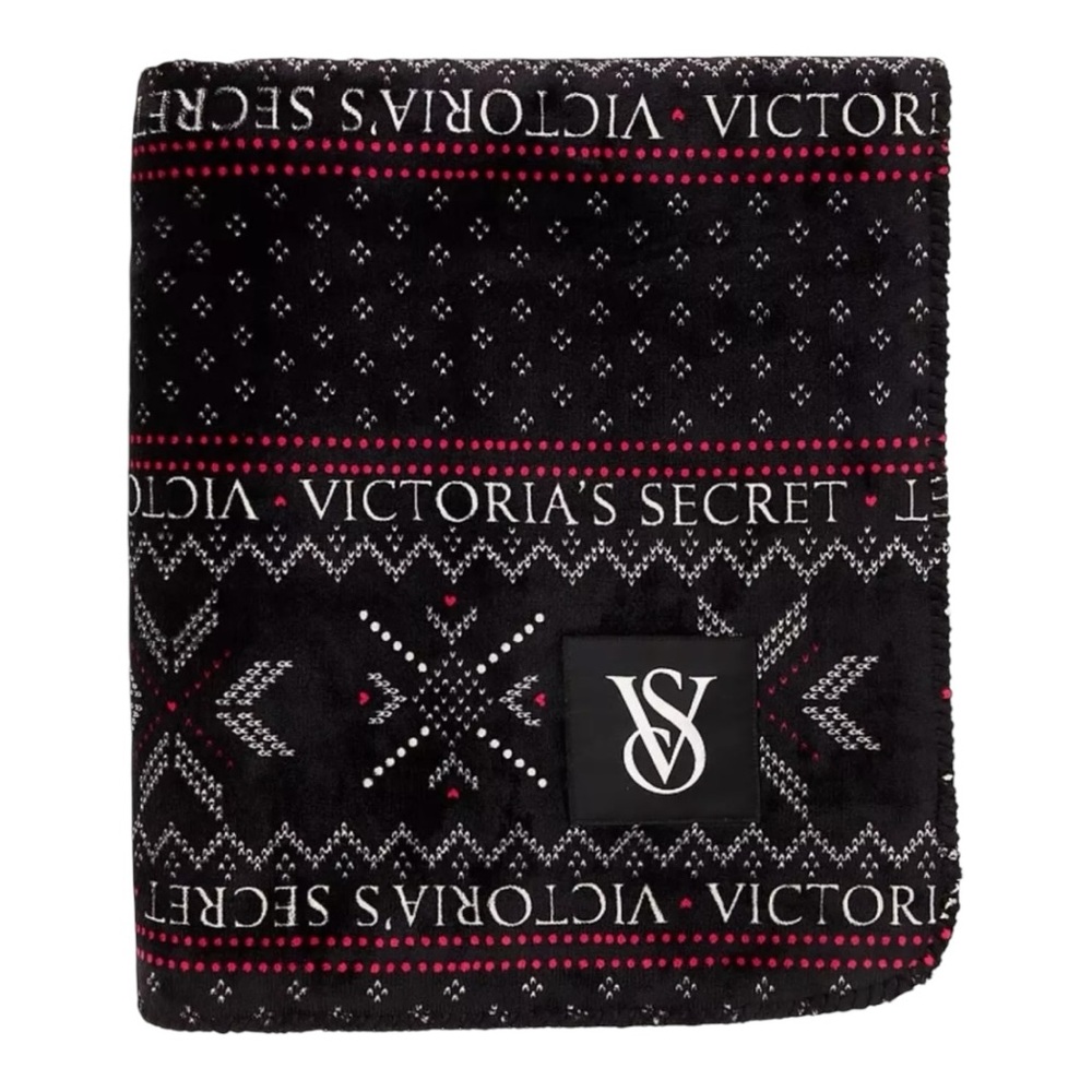 Victoria's Secret Fair Isle Sherpa Blanket Throw 50x60 New